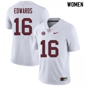 NCAA Women's Alabama Crimson Tide #16 Kyle Edwards Stitched College Nike Authentic White Football Jersey IP17P66IY